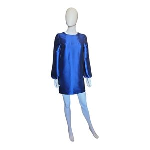 LEITMOTIV | Royal Blue Long Sleeve Mini Shift Dress IT 38 US 4 Made in Italy
